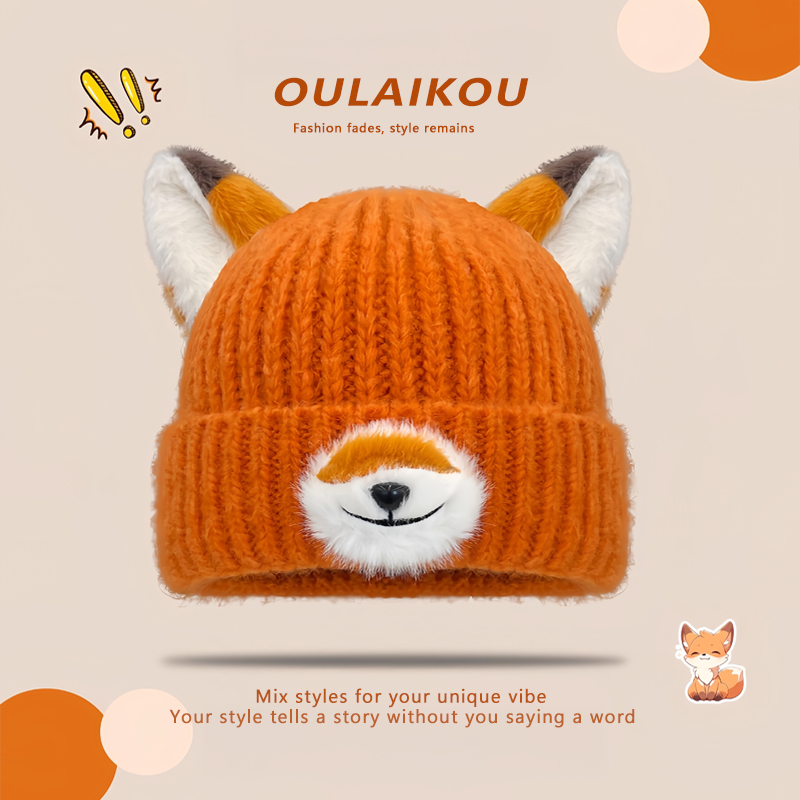 显脸小毛线帽保暖护耳包头帽百搭