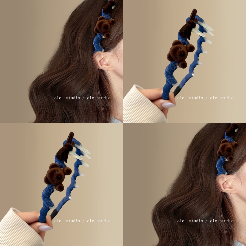 元气小熊~可爱植绒带齿发箍