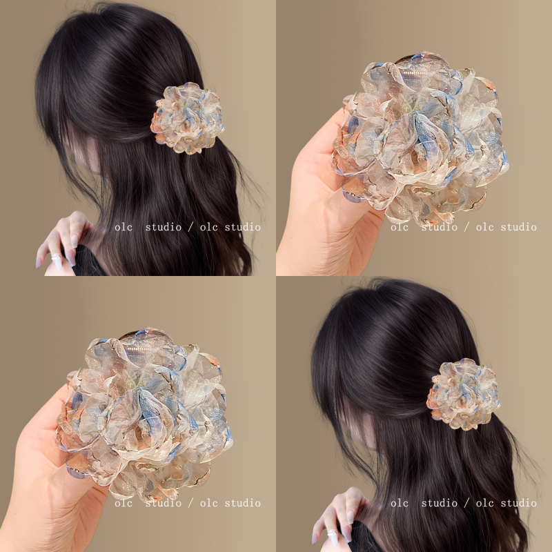 彩梦网纱~晕染花朵后脑勺发夹