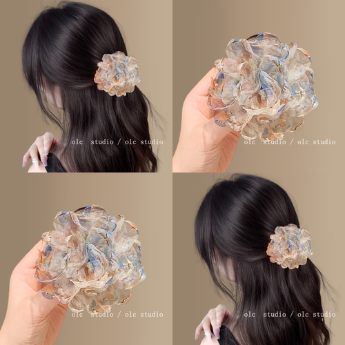 彩梦网纱~晕染花朵后脑勺发夹