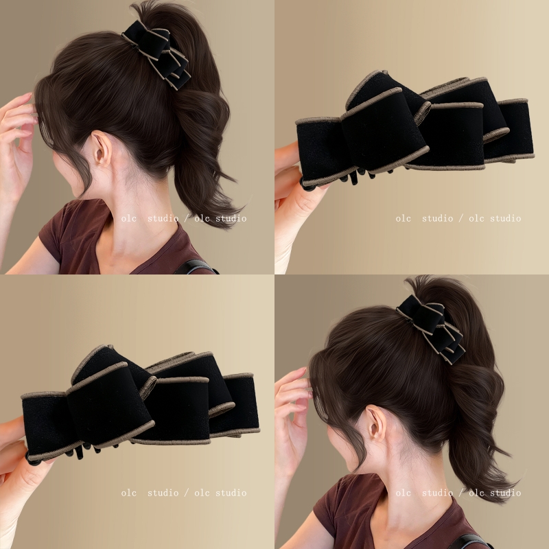 财阀大小姐~毛呢蝴蝶结香蕉夹