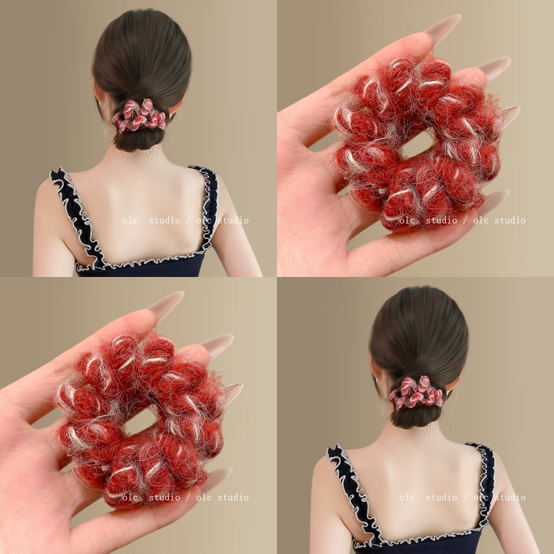 热红酒~秋冬毛绒电话线发圈