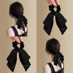 许我耀眼赵露思同款 波点发圈许妍大肠蝴蝶结发绳头绳旅行头花女