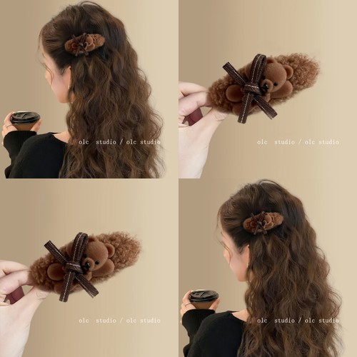 糯糯熊~韩系秋冬小熊毛绒发夹