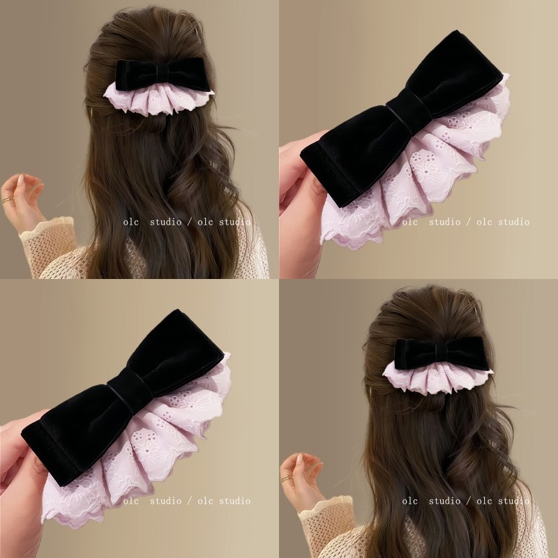 【OlC】秋冬丝绒蝴蝶结发夹女气质低马尾弹簧夹半扎发夹子头旅行,户外/登山/野营/旅行用品,旅行发卡,淘宝优惠券,粉丝福利购,淘宝优惠卷