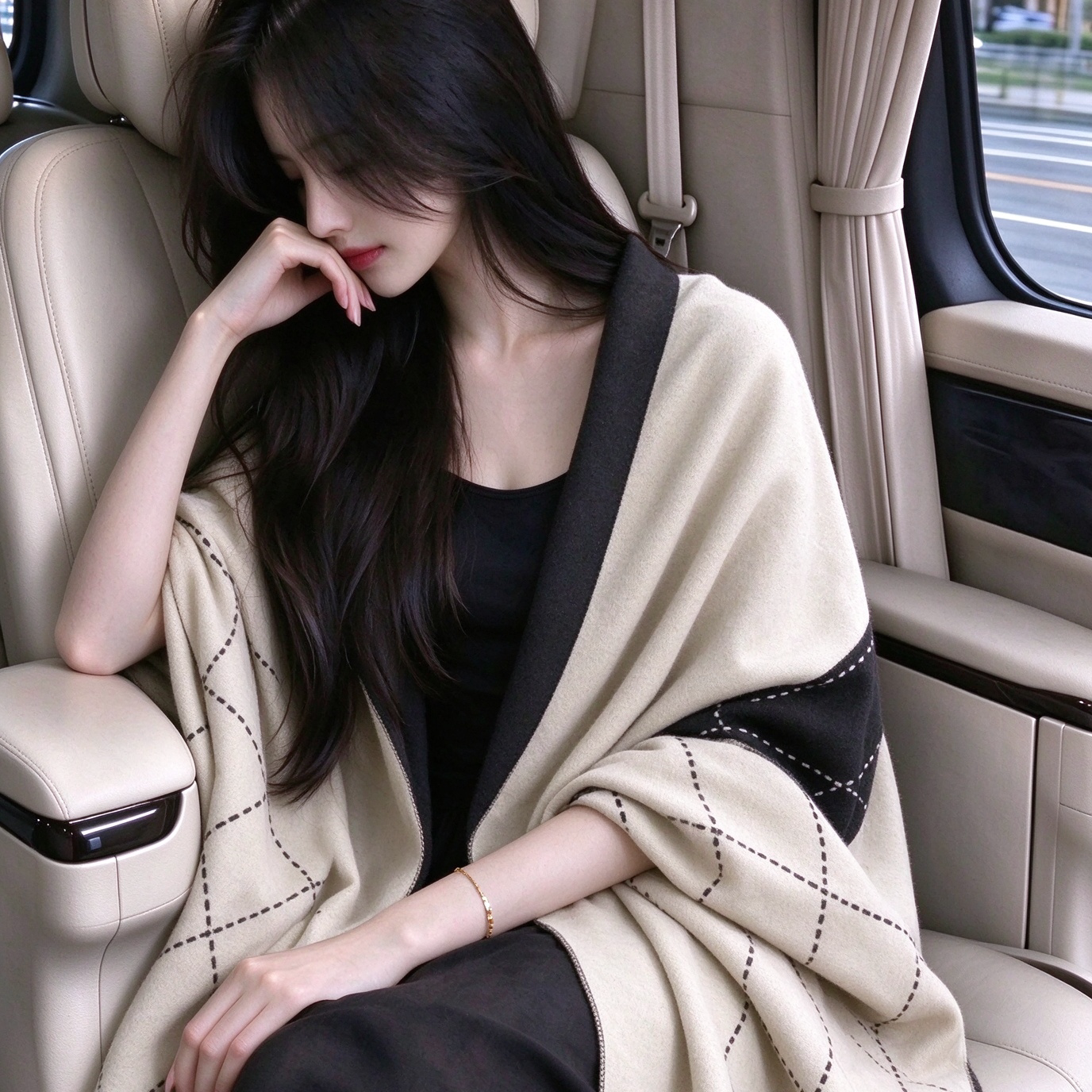 低奢优雅款~山茶花仿羊绒围巾女冬季高级感2026新款百搭披肩秋冬