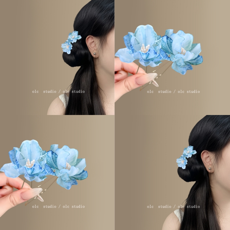 雨霰疏疏！新中式绢花发簪