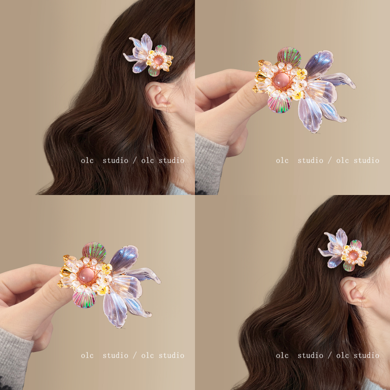 金鱼姬~幻彩鲤鱼发夹超仙珍珠