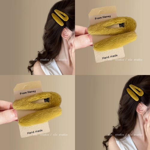 绒绒心事~秋冬爱心毛绒发夹