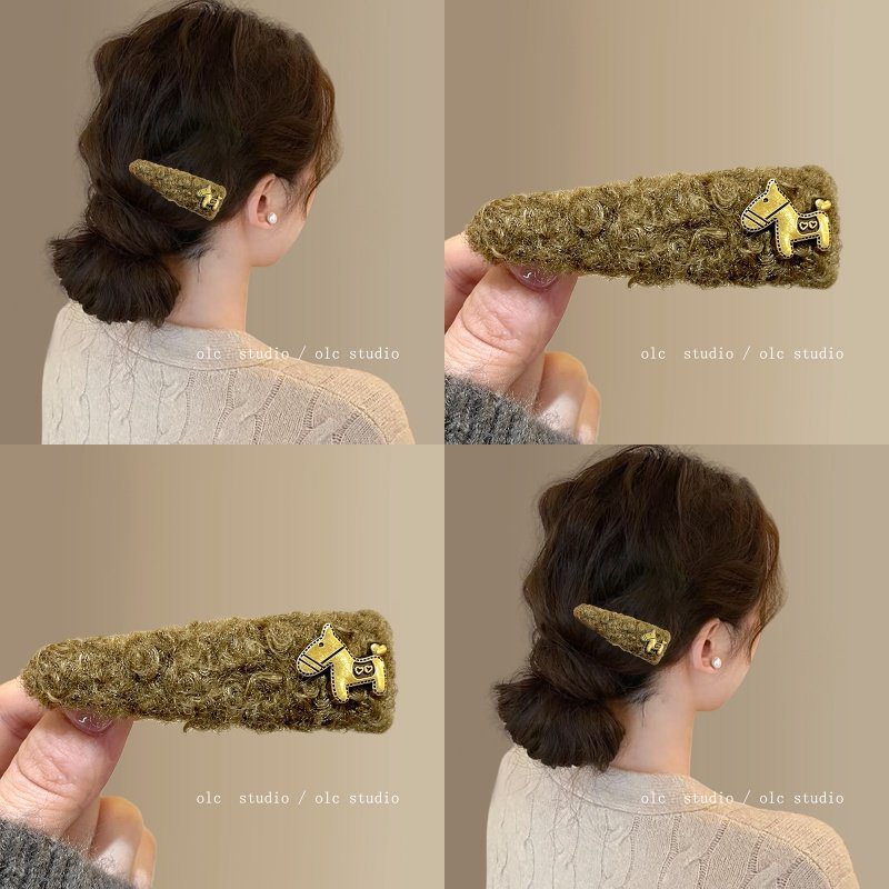 暖绒冬日~毛绒发夹女2025新款