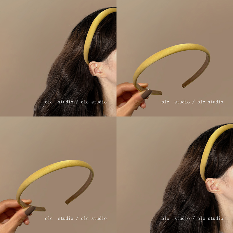 柠檬不萌！黄色缎面细款发箍