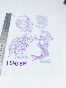 鲤鱼图可水转葫芦烙画转印贴纸雕刻贴纸油葫芦烫画图案线条镂空