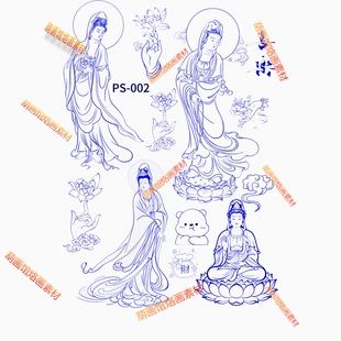 菩萨弥勒图葫芦烙画转印纸雕刻烫画葫芦贴纸拍二发三