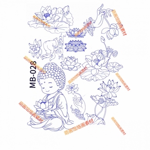 佛像莲花图案葫芦手绘线条艺术装饰品工艺品葫芦转印纸