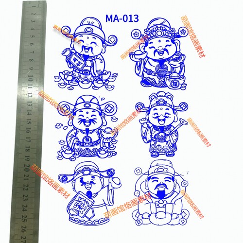 财神爷葫芦雕刻工艺品转印纸
