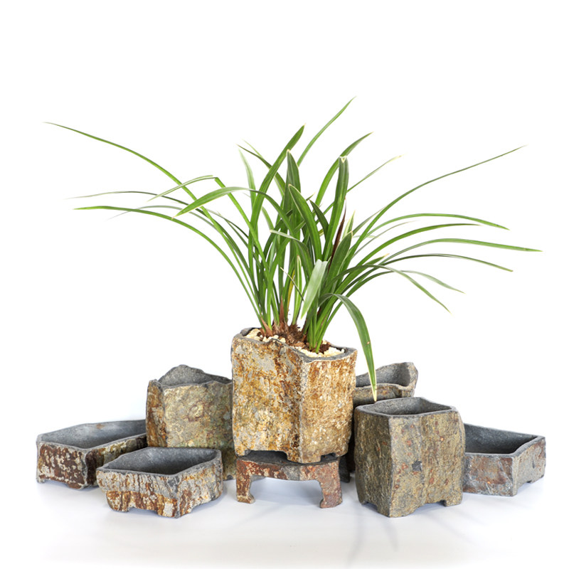 玄武岩花盆艺术石头花盆个性创意禅意造特色复古意境氛围景观盆景