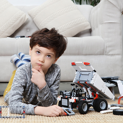 ONEBOT工程积木仿真模型拼装工程车益智拼插积木8岁男孩礼物