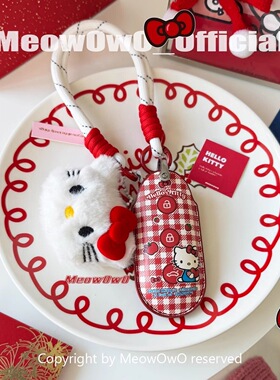 理想车钥匙套包汽车L6 L7 L8 L9皮革可爱Hello Kitty玩偶红色皮质