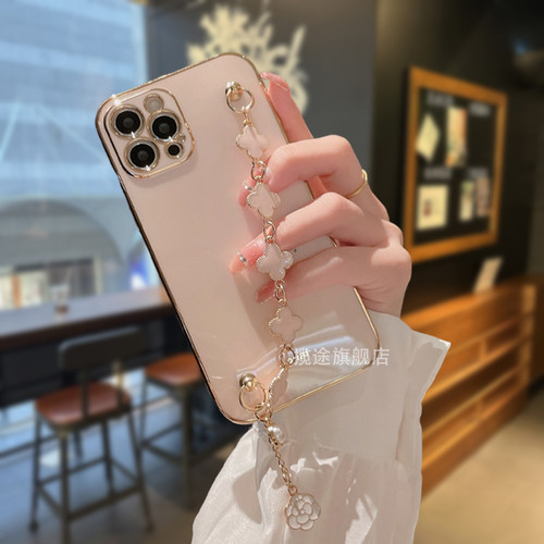 适用苹果17promax手机壳新款软壳iPhone16全包女神高级小众13保护套奢华11/12简约防摔手链14pro/15时尚外壳