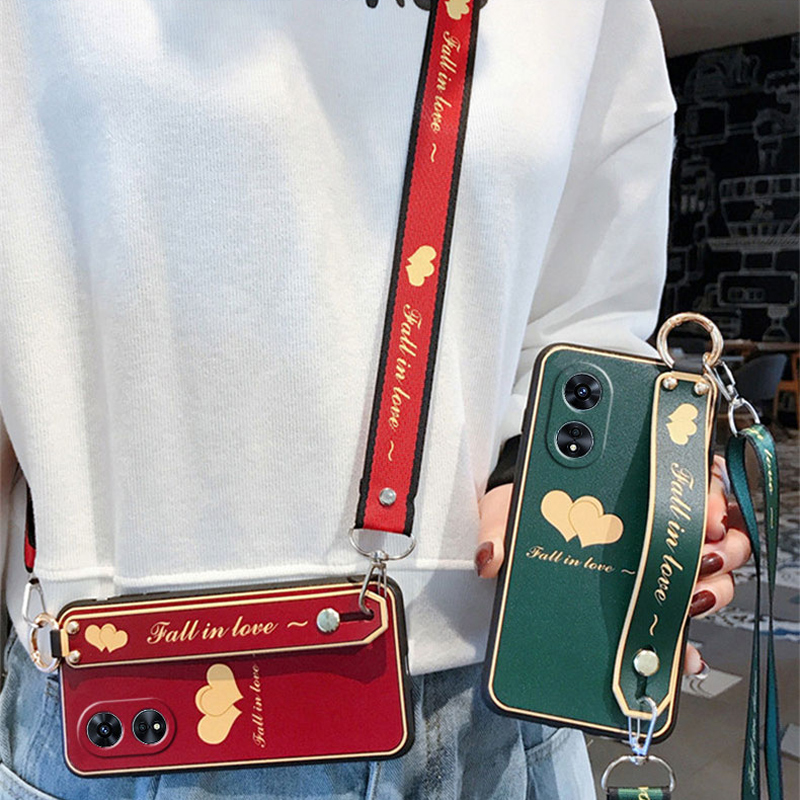 适用oppoa58a57a56a52斜挎腕带壳