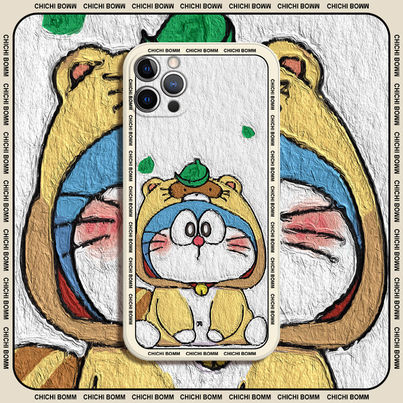 油画适用于苹果12手机壳11可爱13Pro情侣xsmax软套17pm硅胶xr潮牌6s/7p/8plus男女16新款15叮当猫13pm全包Pro,3C数码配件,手机保护套/壳,淘宝优惠券,粉丝福利购,淘宝优惠卷