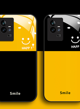 简约笑脸适用vivoIQOO11手机壳IQ10黑色9PRO玻璃IQO8男女NEO7新款5Se个性NEO6全包U3防摔Z5潮Z7I情侣Z6保护套