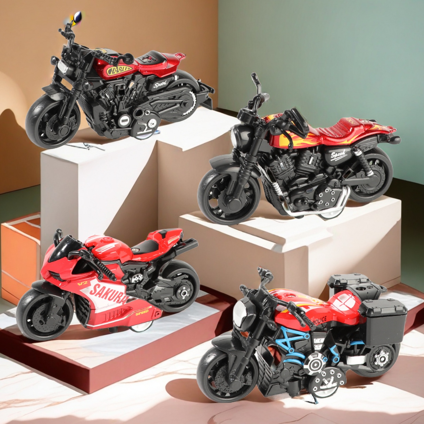 儿童玩具车合金摩托车模型赛车机车回力汽车装饰小摆件男孩1一6岁