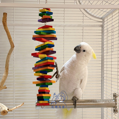 中大型鹦鹉啃咬玩具 彩色积木块 食用色素木质玩具