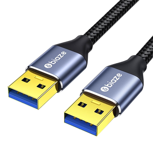 毕亚兹双头usb3.0数据线公对公头双向移动硬盘数笔记本电脑散热器机顶盒板刷机转车载两头接口超长连接延长线