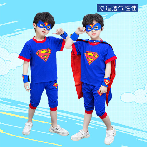 超人衣服儿童短袖套装