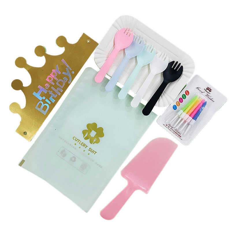 生日蛋糕餐具纸盘套装盘叉一次性餐盘刀叉盘烘焙盘子叉子碟子 B