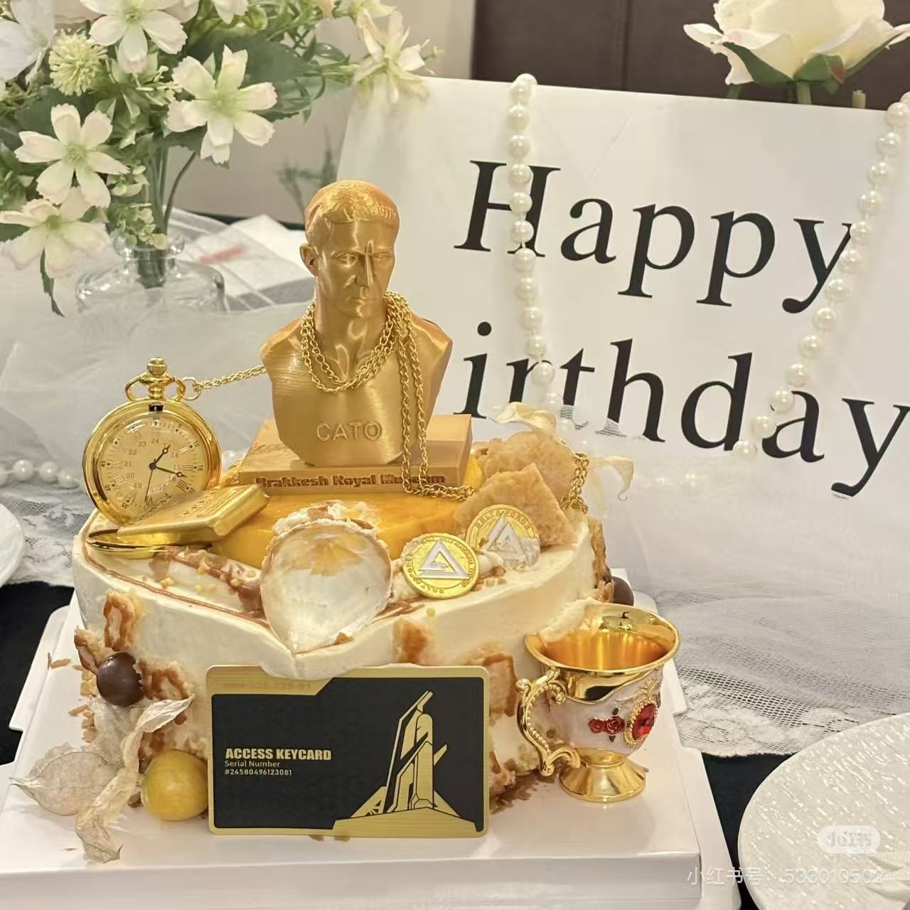 三角洲行动蛋糕装饰摆件房卡金条怀表金币酒杯装饰摆件男生生日