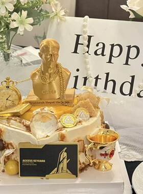 三角洲行动蛋糕装饰摆件房卡金条怀表金币酒杯装饰摆件男生生日