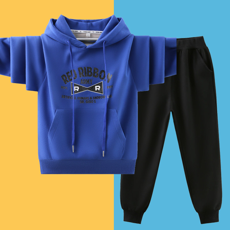 男童卫衣套装秋冬2025新款大儿童运动休闲两件套男孩加绒加厚衣服