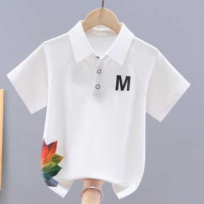 男童白色短袖T恤2025新款中大童夏季薄款POLO衫男孩纯棉儿童痞帅t