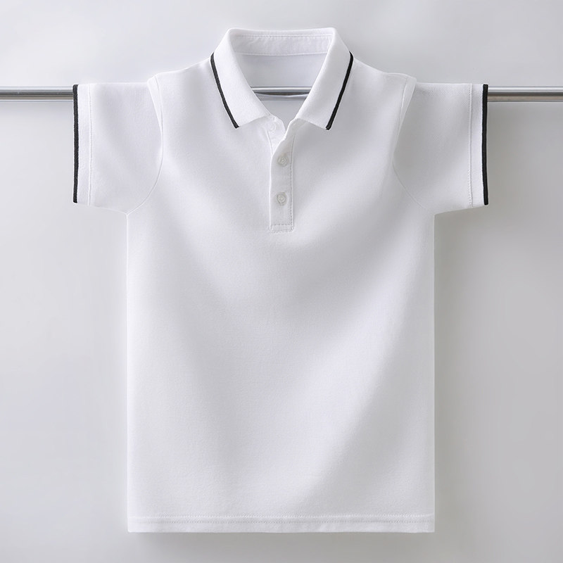男童短袖polo衫小学生校服夏季2026新款中大儿童白色T恤男孩夏装