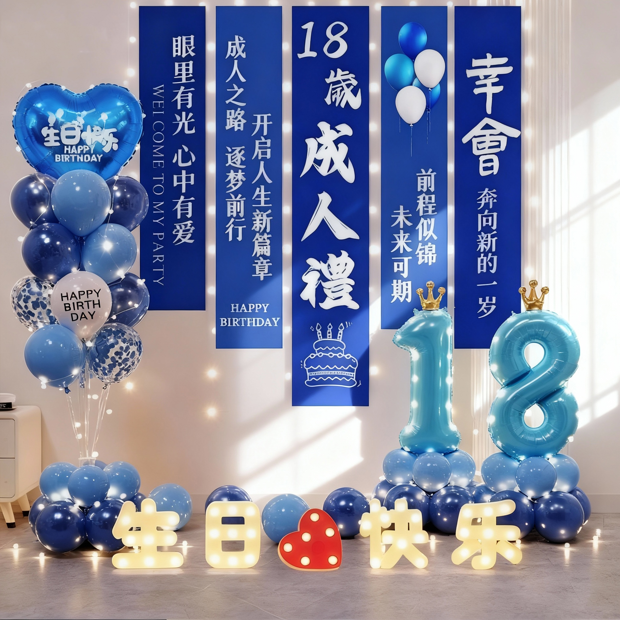 生日装饰气球居家场景布置氛围