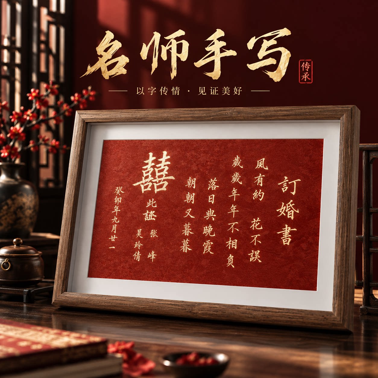 《名师手写》订婚书/婚书中国风图片