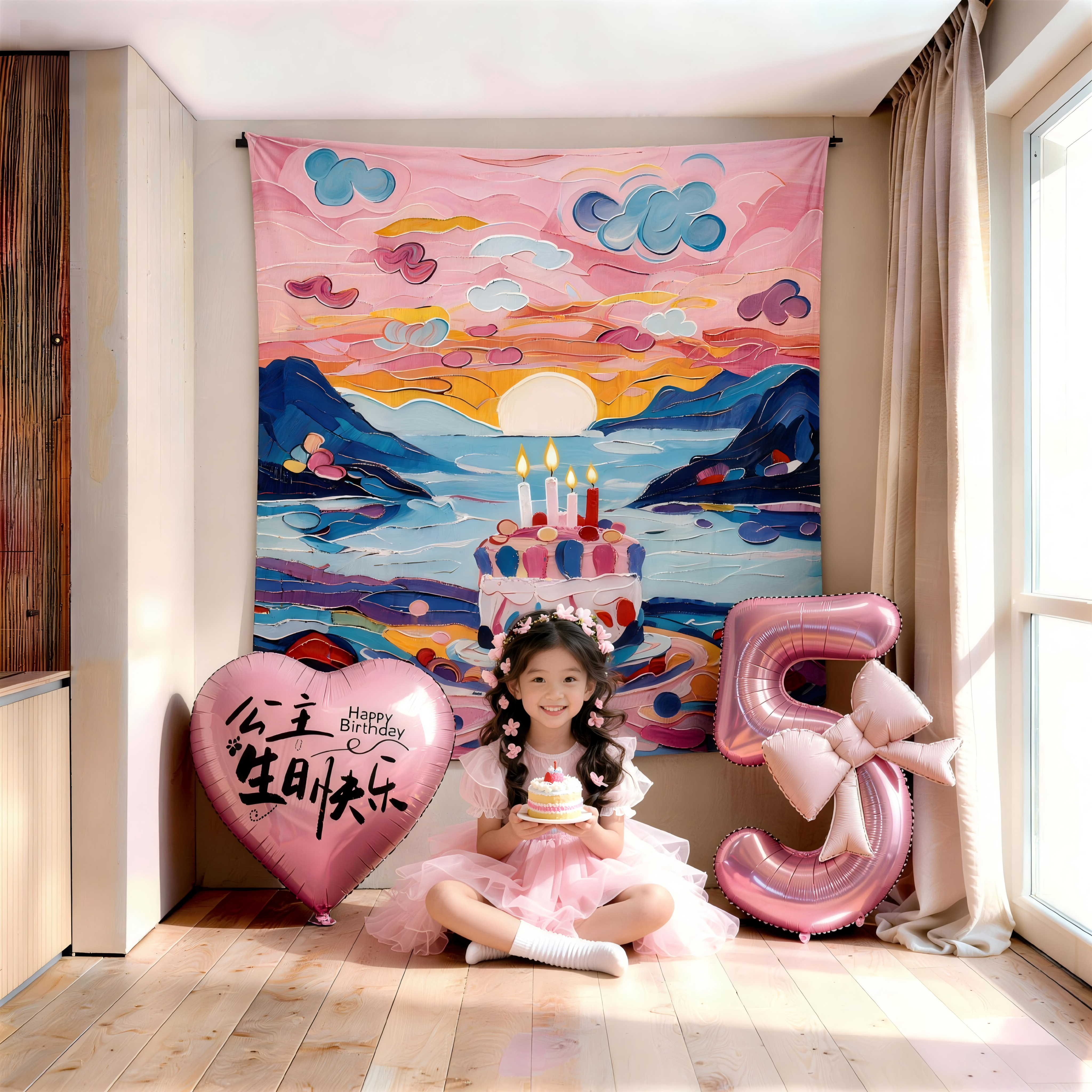 儿童生日套餐周岁小女孩场景布置气球仪式感派对装饰拍照背景挂布,节庆用品/礼品,装扮布置套餐,淘宝优惠券,粉丝福利购,淘宝优惠卷