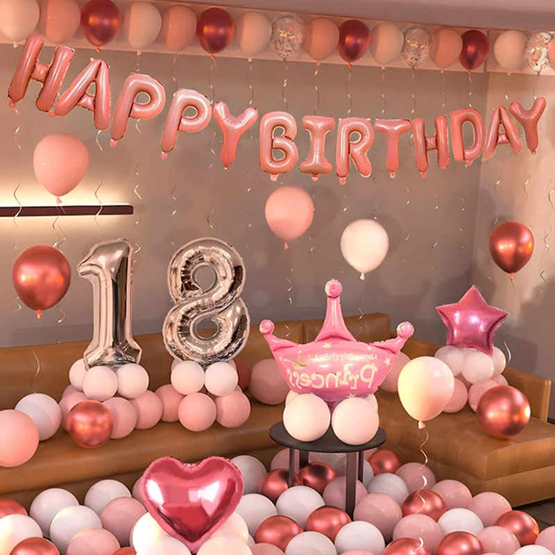 网红生日装饰18岁女儿成人礼女生装饰场景家里布置女孩宝宝派对