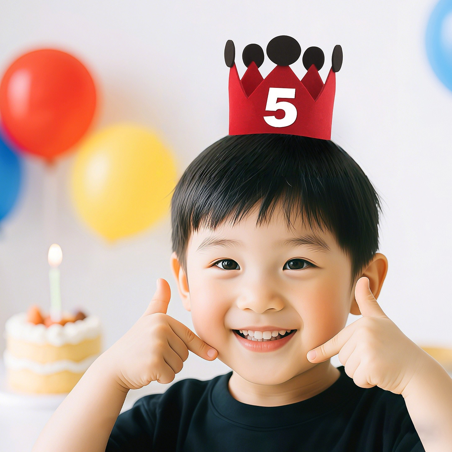 韩国红色皇冠生日帽毛毡帽儿童男女孩周岁派对氛围拍照道具装饰