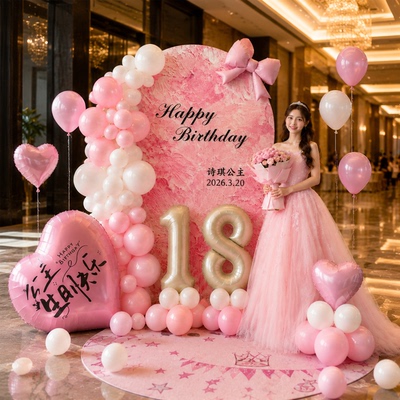 18岁成人女生日派对背景KT板
