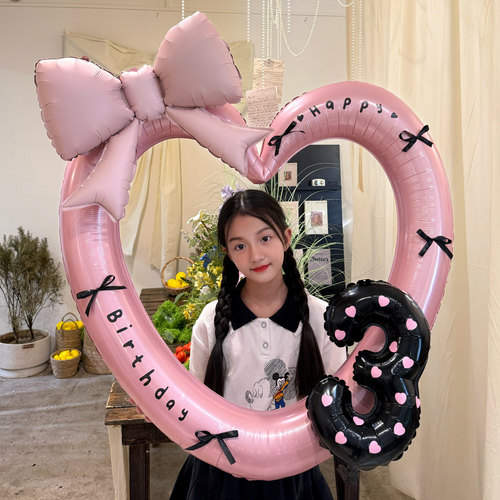 拍照相框爱心蝴蝶结气球