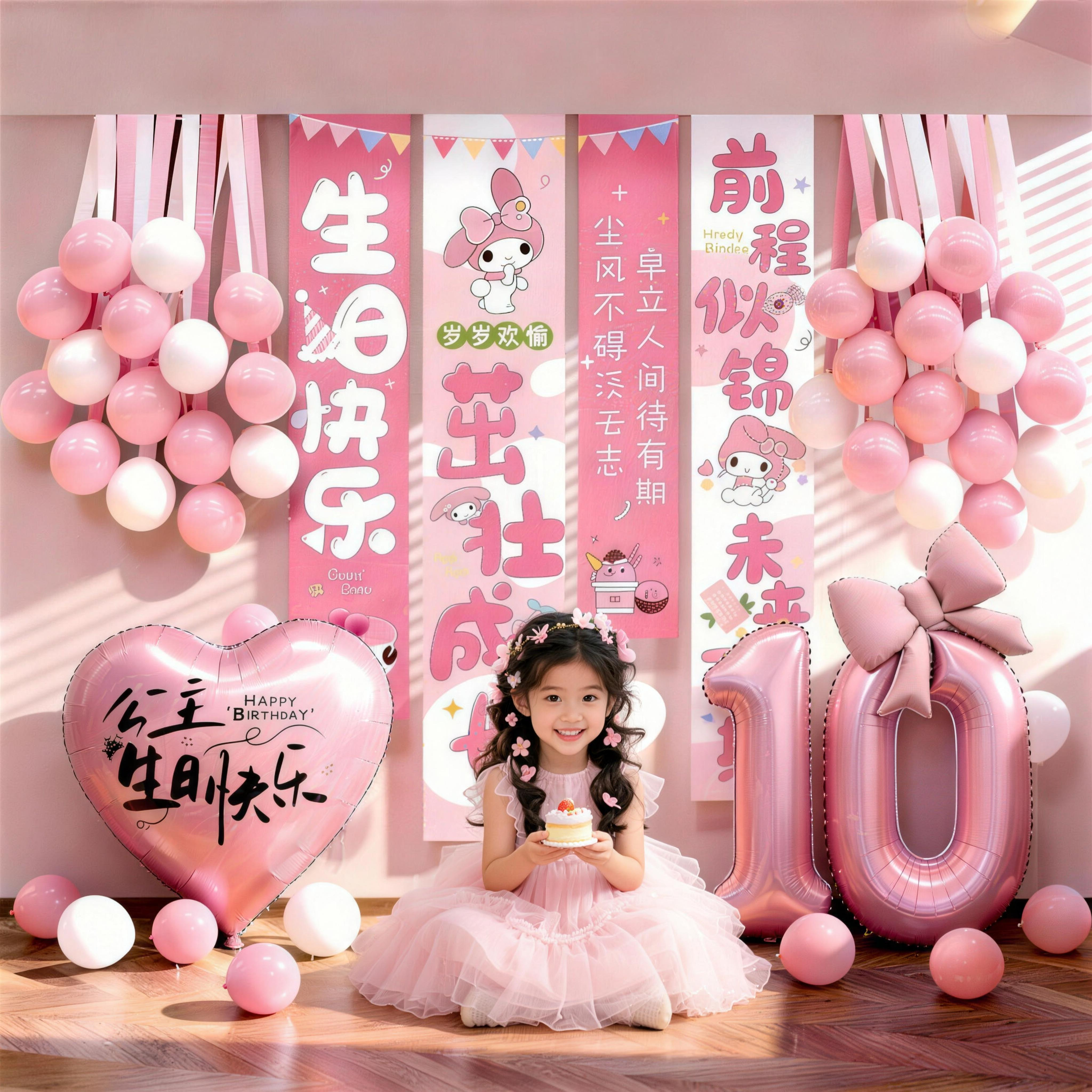 美乐蒂10岁女孩生日场景布置气球背景墙条幅宝宝周岁装饰三丽鸥,节庆用品/礼品,装扮布置套餐,淘宝优惠券,粉丝福利购,淘宝优惠卷