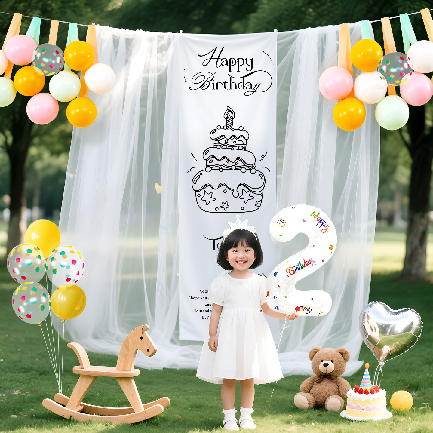 买买熊户外韩系风格2岁生日布置