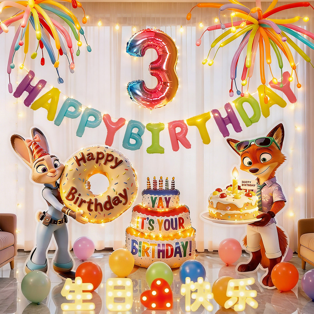 疯狂动物城主题生日布置装饰小女孩派对仪式感背景男尼克朱迪KT板,节庆用品/礼品,气球,淘宝优惠券,粉丝福利购,淘宝优惠卷