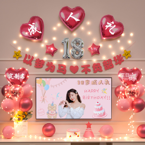 18岁生日装饰场景布置女孩快乐派对成人礼氛围道具背景墙气球十八