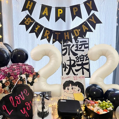 生日装饰场景布置老公30岁成人男士惊喜会场高级感氛围道具背景墙