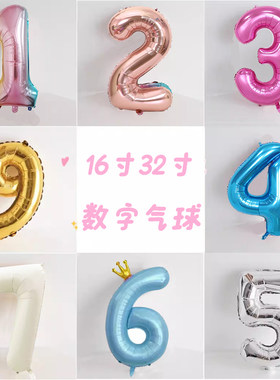 16寸32寸数字气球儿童无毒无味加厚防爆生日装饰场景布置拍照道具