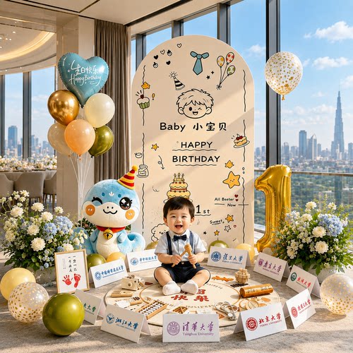 ins风宝宝周岁生日布置装饰KT板